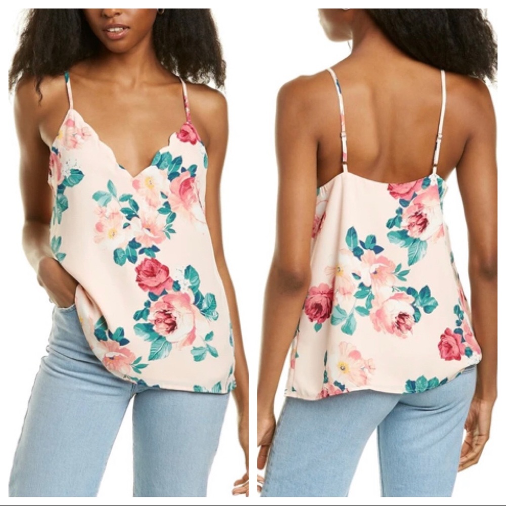 Socialite Blush Floral Scalloped Cami Size XL New! - Picture 12 of 13